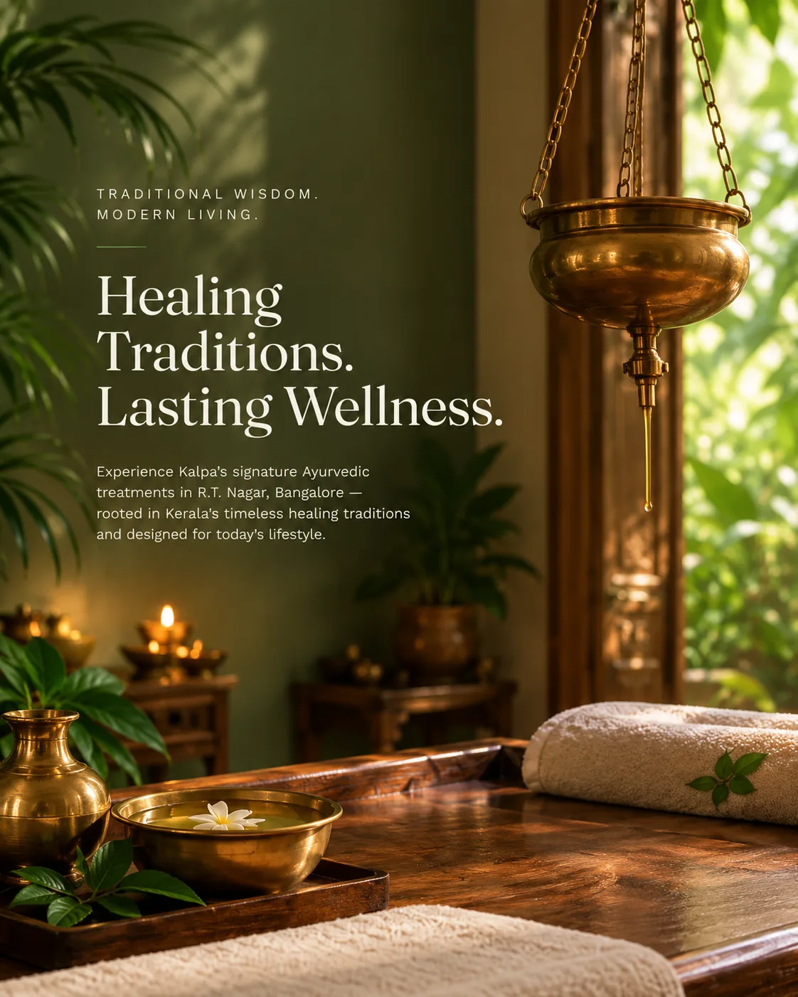 Signature Ayurvedic treatments at Kalpa Kerala Ayurveda, R.T. Nagar, Bangalore