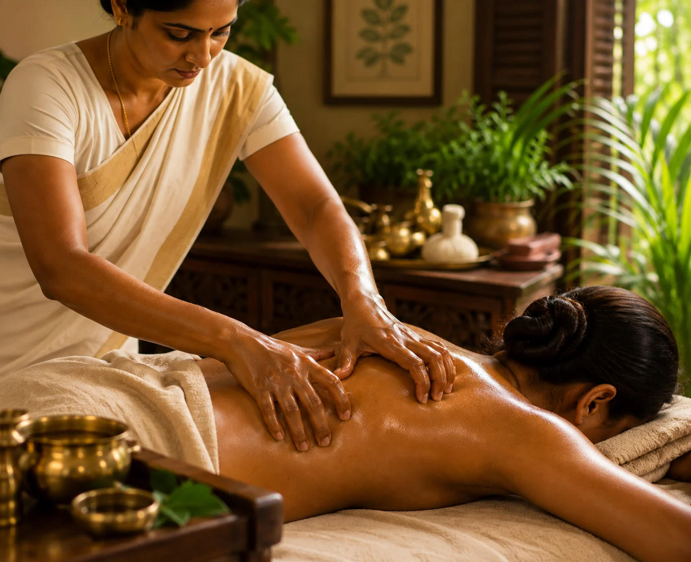 Ayurvedic therapeutic massage at Kalpa Kerala Ayurveda
