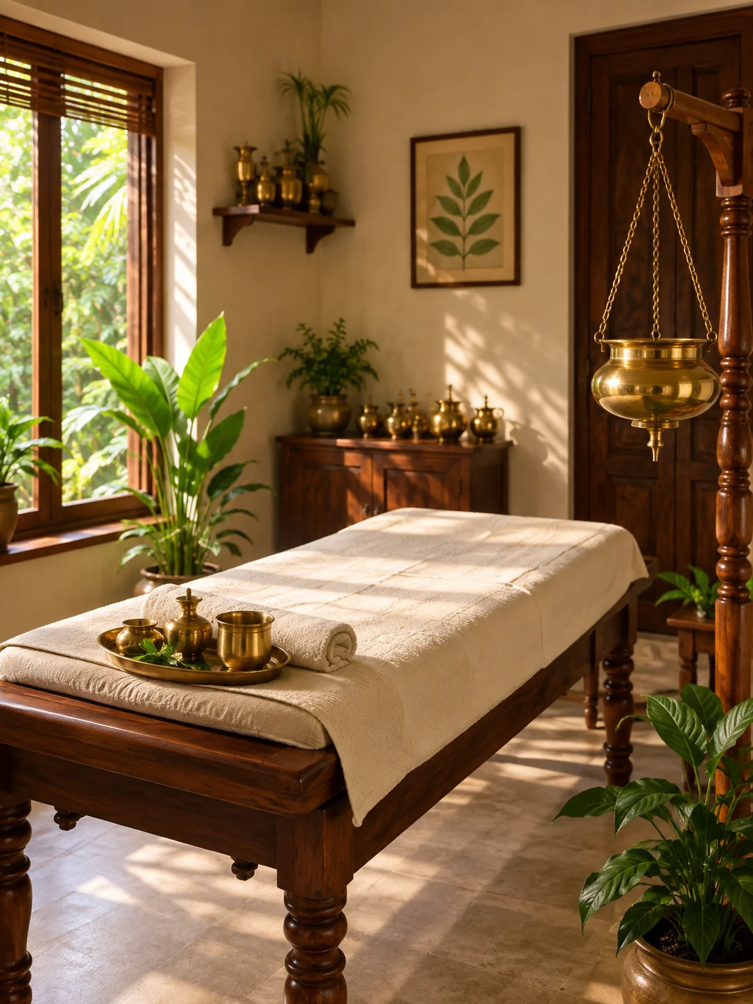 Traditional Ayurvedic treatment room at Kalpa Kerala Ayurveda
